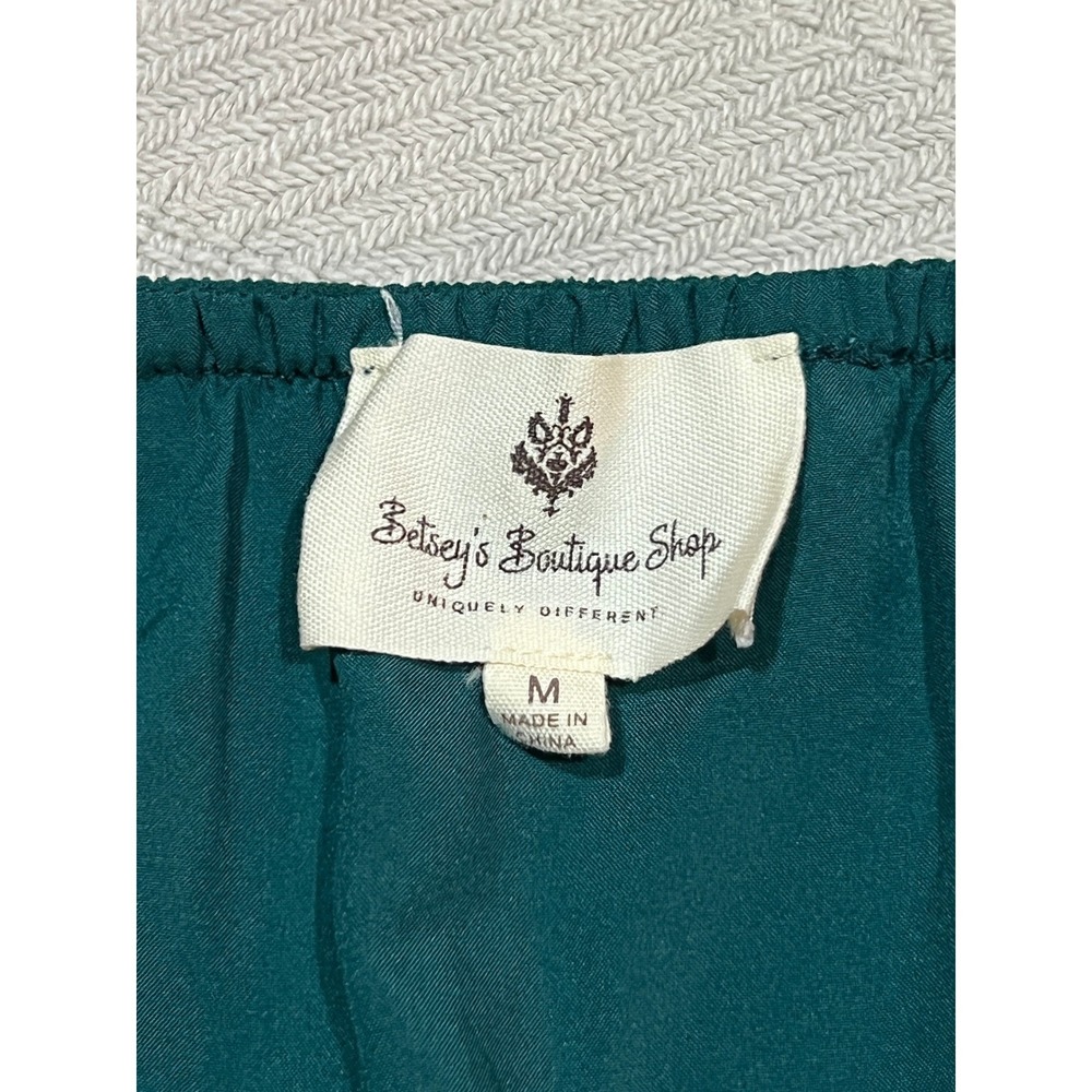 Betsey's Boutique Wavy Textured Wrap Top Midi Dress Teal Green Women's Medium - Picture 4 of 6